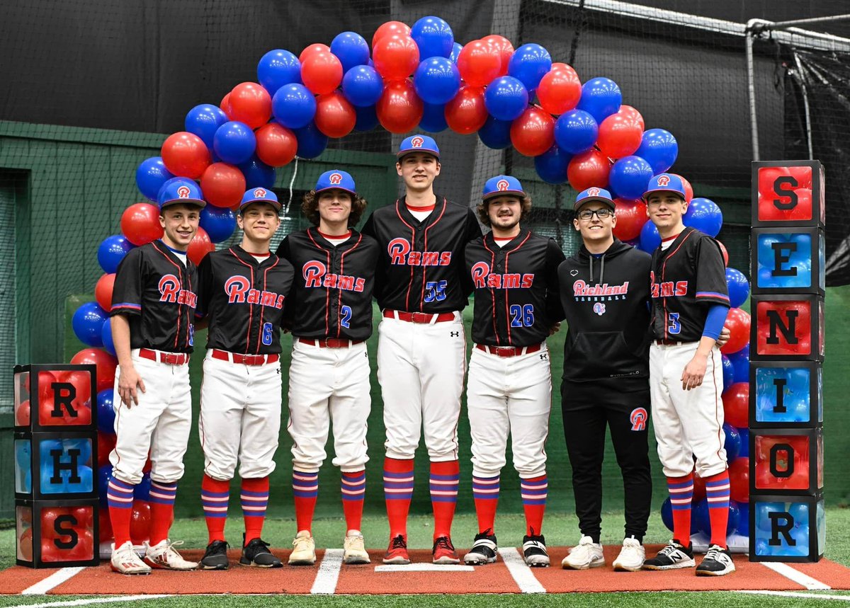 Richland_Sports's tweet photo. Rams are victorious on Baseball Senior Day! 6-3 over Bedford. 
Congrats to Jeb, Kyler, Jaxson, Tyler, Josh, Tony and Alex. https://t.co/DnX30fi4s3