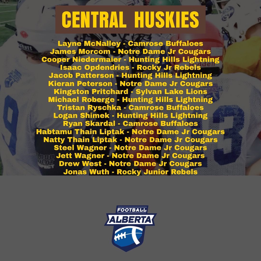FootballAlberta's tweet photo. Our final team is Central Huskies competing for the Bantam Showcase 2022.
🏈🏈
Congratulations to all athletes who made the team.
🏈🏈
#football #fooballalta #footballalberta #bantam #bantamshowcase2022 #u16 #teamalberta #centralhuskies https://t.co/BH0fti0Iml