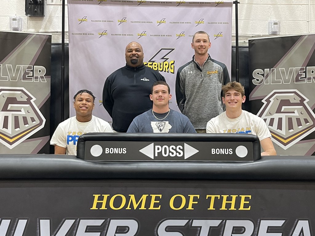 Yesterday was a proud day for Galesburg High School as <a href="/BabersJeremiah/">jeremiah babers</a> <a href="/DerryKoen/">Koen Derry</a> and <a href="/The_Aaron_Carl/">Aaron Carl</a> all signed to the colleges where they will further their academic and athletic careers! We couldn’t be more proud of them! #TheSilverStreakWay #StreaksNation