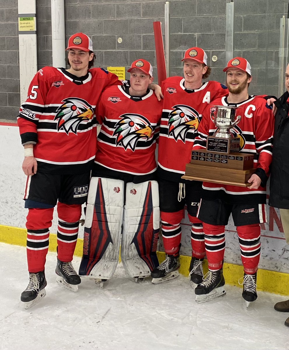 MitchellHawks's tweet photo. What a fantastic group of young men! The Hawks would like to thank OA graduates Sean Chisholm, Tyler Parr, Evan Dowd and Malcom McLeod for everything they done for our organization! These boys are leaders on and off the ice! Thanks guys! You will do great things! #hawksforever https://t.co/AZM7H38G1B