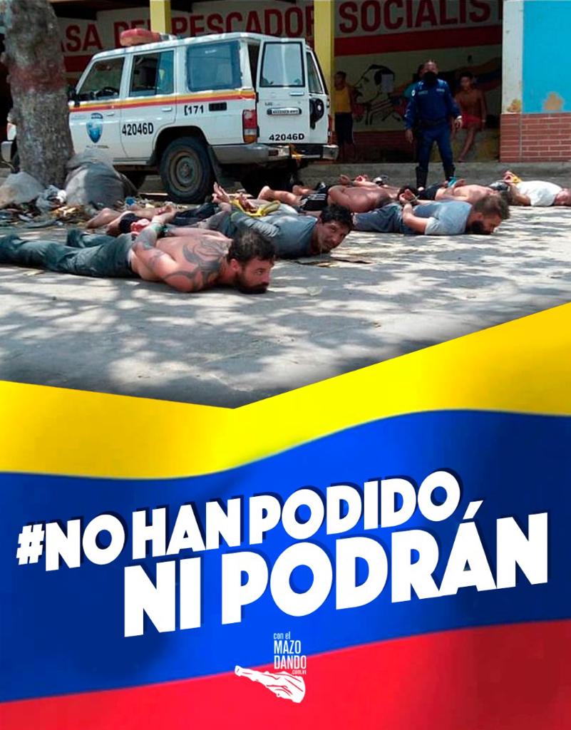 LCarrillo_4F's tweet photo. @dcabellor: El dia #3May2020 mercenarios terroristas intentaron invadir sin éxitos nuestro territorio, entrenados en Colombia, con el objetivo de asesinar al Pdte @NicolasMaduro y dirigentes de la Revolución pero chocaron con la conciencia de un Pueblo.
#NoHanPodidoNiPodrán https://t.co/VgNd5nTZ7Z