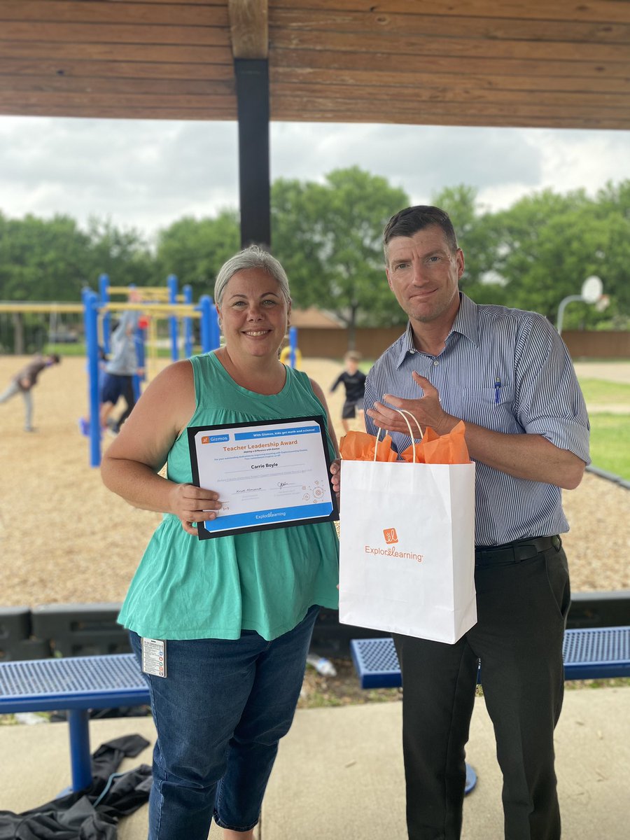 CarrieBoyleCISD's tweet photo. Thank you @ExploreLearning for coming to @AustinElem today to honor me with an award and swag for frequently utilizing your program with learners! #CISD_Science https://t.co/ZKMAihoUIf