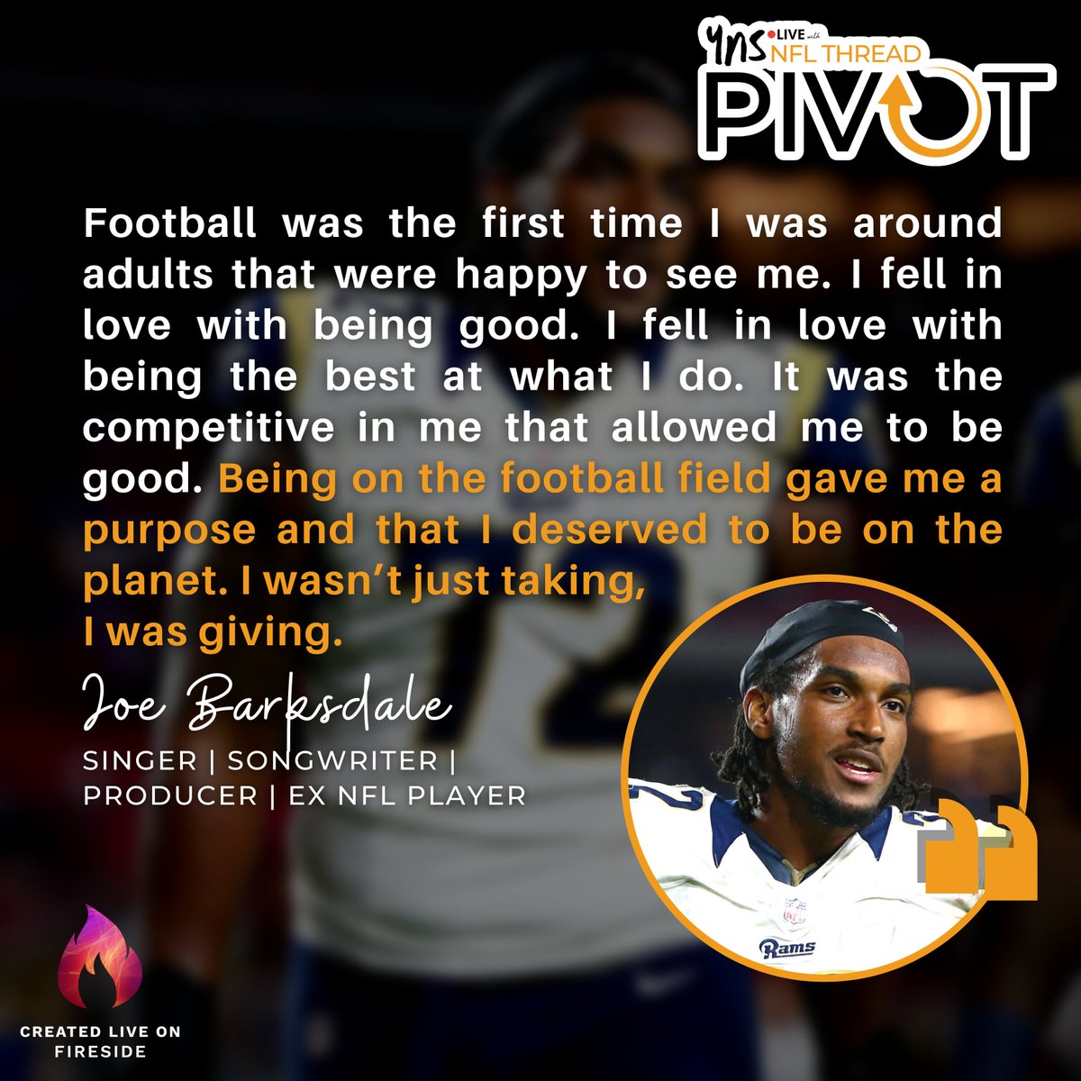iamjuliethahn's tweet photo. Listen to a new episode of YNS Live w/ @NFLTHREAD PIVOT recorded on @FiresideChatApp w/ hosts @iamjuliethahn & @cynthiazordich feat Joe & Bri Barksdale @jbdale72
https://t.co/mbT8QRizVC
#podcast #storytelling #motivation #YNSlive #NFLthread #PIVOT #autism #singer #songwriter https://t.co/Ym71INeovQ