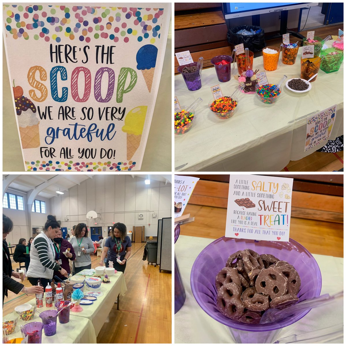 BucksElementary's tweet photo. Today the administration celebrated the staff with a pizza/ice cream party!!! #teacherappreciation #schoolfamily #icecream #allthetoppings #pizzapizza #grateful #thankful https://t.co/Y1uHQOECcK