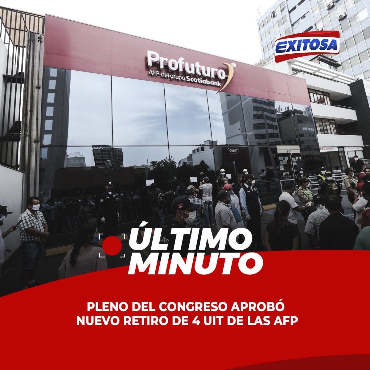 exitosape's tweet photo. 🔵🔴 Con 107 votos a favor, 8 en contra y 2 abstenciones, el pleno del Congreso aprobó el dictamen que autoriza el retiro de fondos de pensiones administrados por las AFP, hasta por un monto de S/18.400💰 (4 Unidades Impositivas Tributarias - UIT).

📻 95.5 FM https://t.co/6vvcsLi4jm