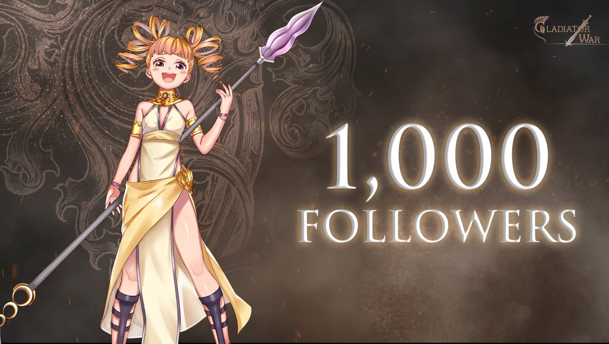 GladiatorWar22's tweet photo. 🎉We’ve reached 1000 followers!🎉 
Thank you for your support, it’s great to see the community growing around #GladiatorWar!

#GameFi #NFT #NFTcommunity #P2E #playtoearn https://t.co/3sas1ha95F