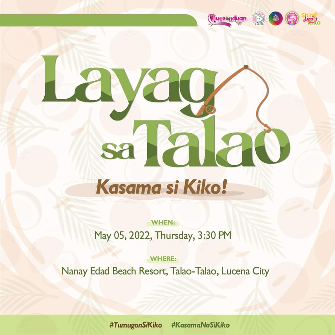 AttySunshine's tweet photo. #TumugonSiKiko #KasamaNaSiKiko‼️‼️‼️

Mamayang hapon ay dadaong na sa Talao-Talao, Lucena, si Senator (soon to be VP) Kiko Pangilinan. See you there! https://t.co/EmLd6BsoE9