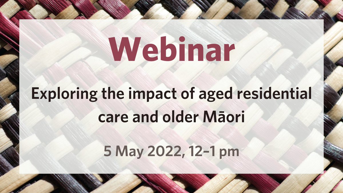 If you missed today's webinar about exploring the impact of aged residential care and older Māori you can watch the presentations from Drs Joanna Hikaka and Ngaire Kerse on our website: bit.ly/3F3FR5c