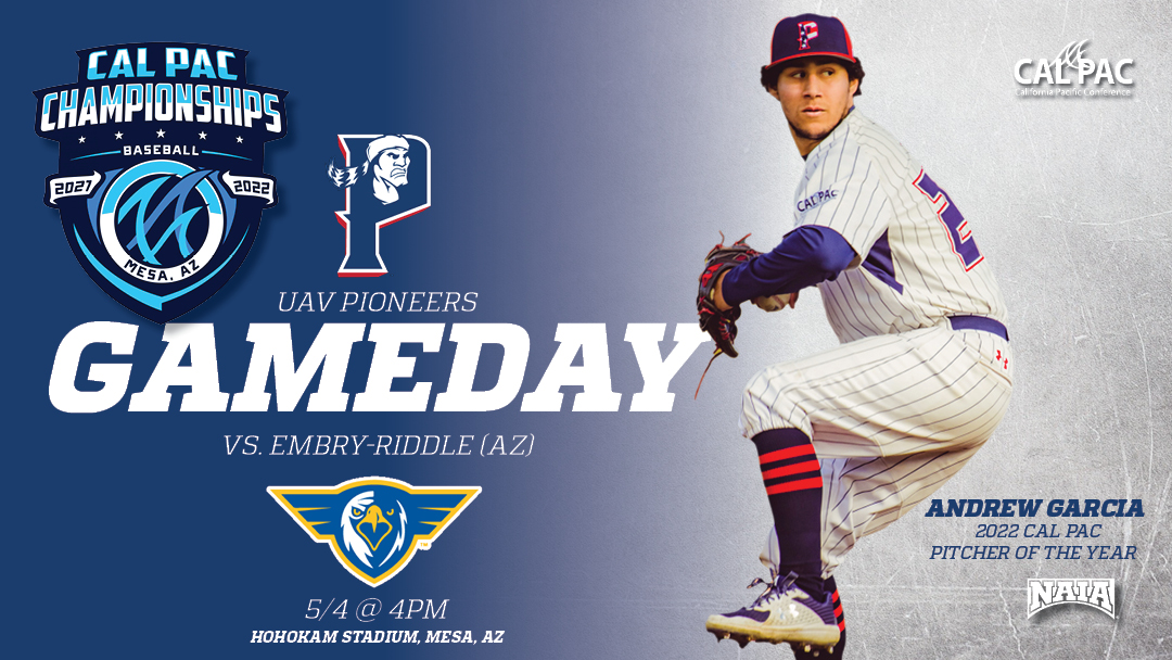 UAVAthletics's tweet photo. UAV Baseball Final! UAV defeats Embry-Riddle in the first round of the Cal Pac Baseball Championship 11-8 highlighted by homers from Dominic Enbody and Noah Blythe. The Flyin' Hawaiian Keola Viloria got it started with a 3-run triple in the 8th. #uav #goneers #uavbaseball https://t.co/m8pNHvPeVL