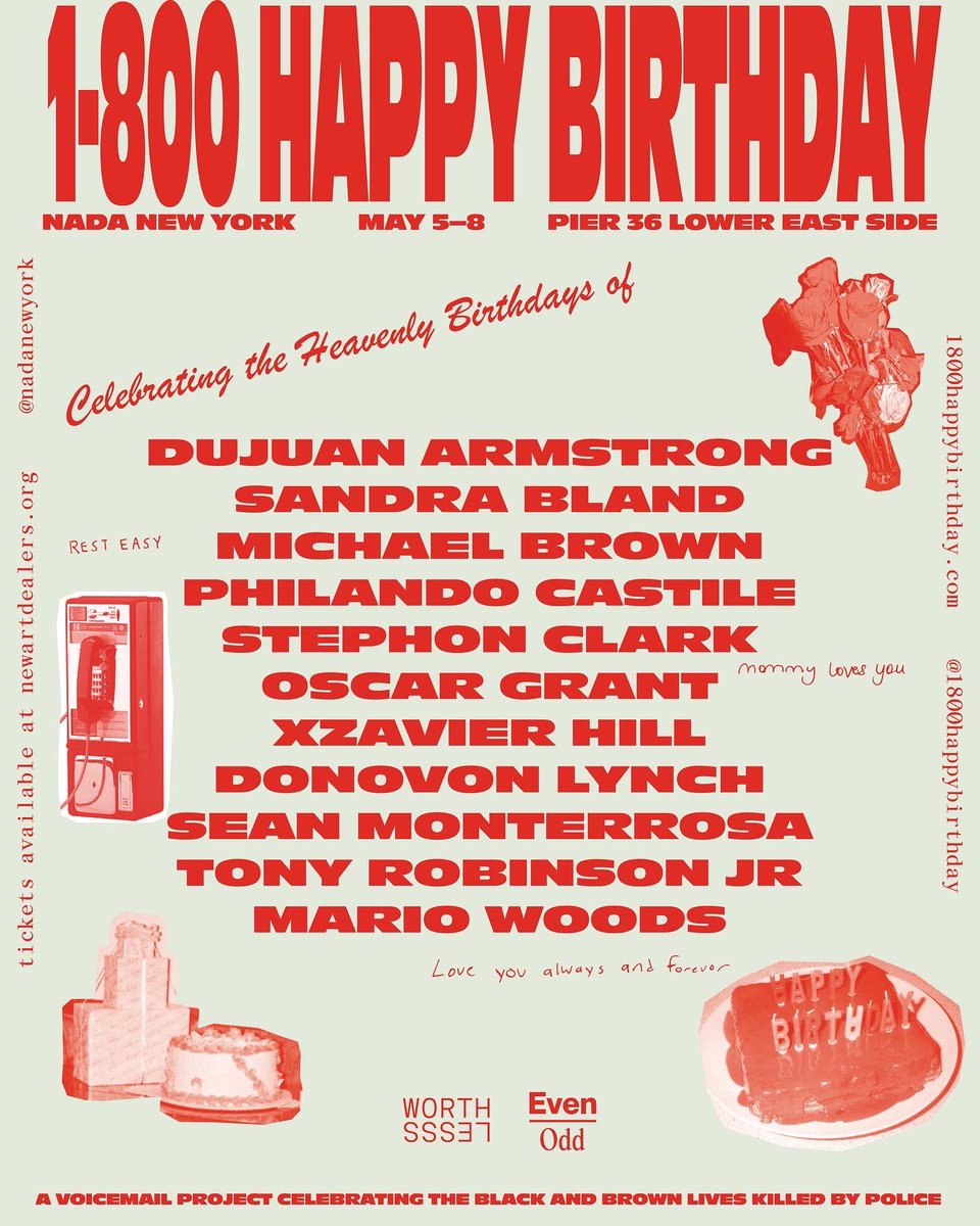 mogorjestani's tweet photo. 2 years in the works. 

In service of the families who had their sons and daughters murdered by state violence and police I’m honored to take @1800happybirthday into physical form this weekend in New York at the @newartdealers NADA Art Fair

🤲🏽@evenoddfilms #worthlessstudios 🤲🏽 https://t.co/oJkCd1O8C5