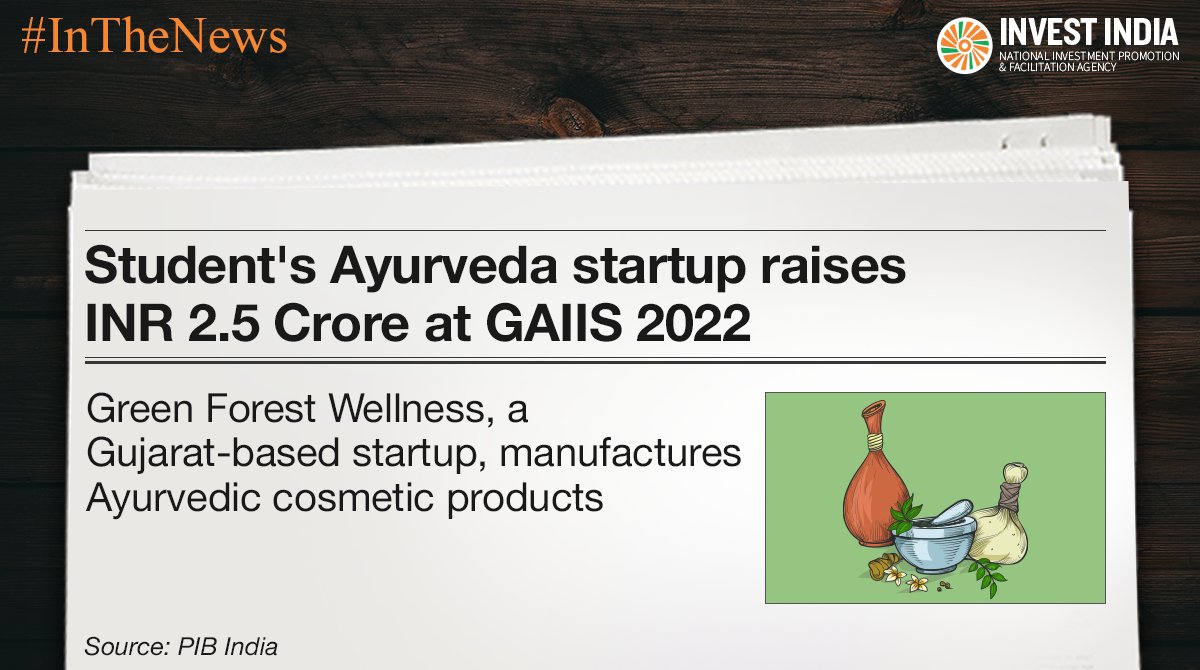 investindia's tweet image. #InTheNews

Neelkanth Mardia, founder of Green Forest Wellness &amp;amp; a student at @ItraJamnagar, aims to use the fresh funding to set up a wellness clinic, park &amp;amp; veterinary clinic.

Read more: bit.ly/3F4bifU

#InvestInIndia #GAIIS2022 #Ayurveda @moayush @sarbanandsonwal