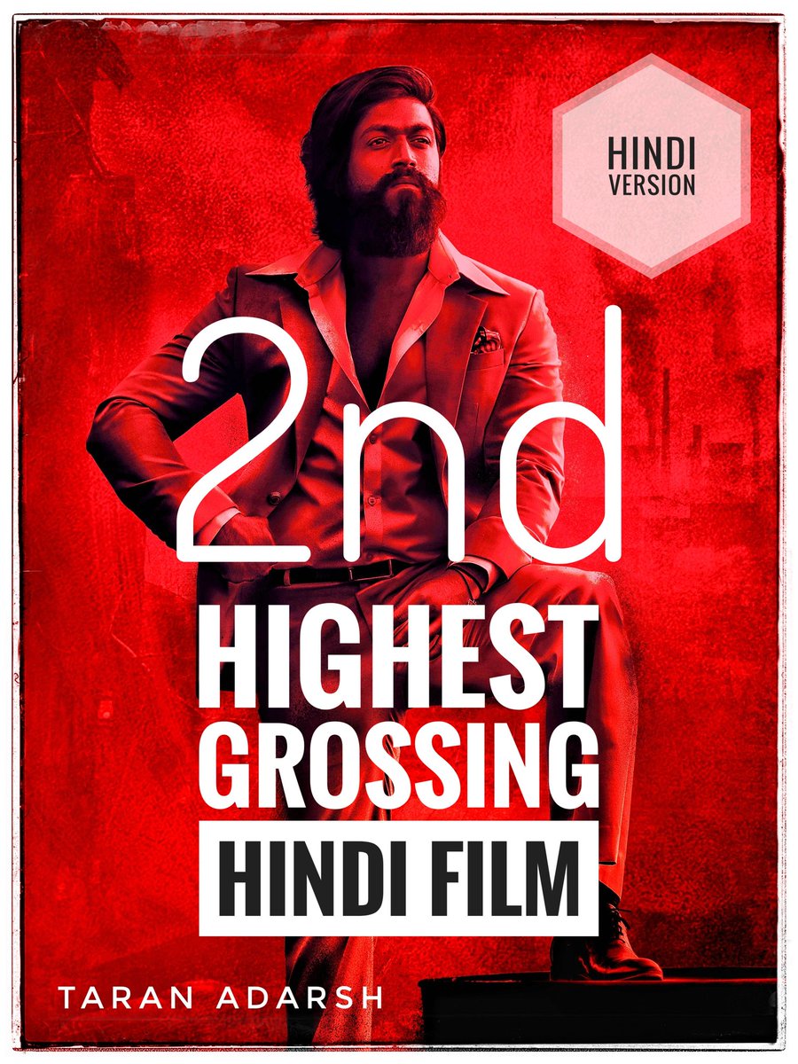 taran_adarsh's tweet photo. BIGGG NEWS... #KGF2 surpasses #Dangal *lifetime biz*... NOW, 2ND HIGHEST GROSSING *HINDI* FILM... Glorious march towards ₹ 400 cr begins... [Week 3] Fri 4.25 cr, Sat 7.25 cr, Sun 9.27 cr, Mon 3.75 cr, Tue 9.57 cr, Wed 8.75 cr. Total: ₹ 391.65 cr. #India biz. #Hindi https://t.co/PdImtreDrB