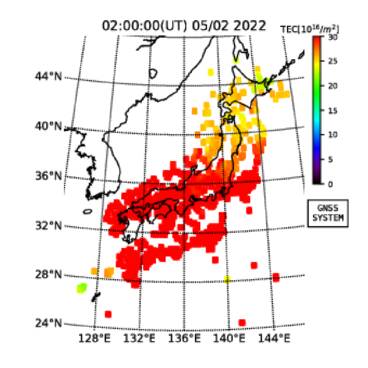 Atorasu02's tweet photo. 地震予測注意情報
　Tec値に異常反応確認。この反応に対する注意情報は、以下の通りとします。
・規模　M5.0〜M6.5±0.2
・注意エリア　日本国内(関東から北は、要注意)
・注意期間　〜5/15
・発生可能性　中

関東から北は、別の異常反応により要注意としています。短時間反応の為、M5クラス程度です。 https://t.co/4gEnbbbiuC