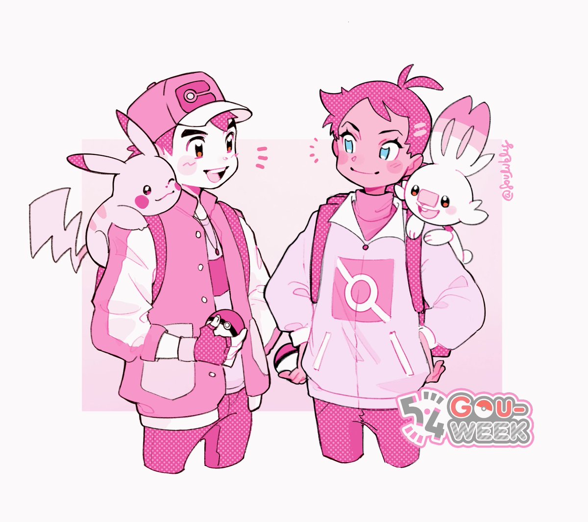 Tiny Gou and Satoshi in pink for day 4 💖💕!

#GouWeek 
#GOGOウィーク