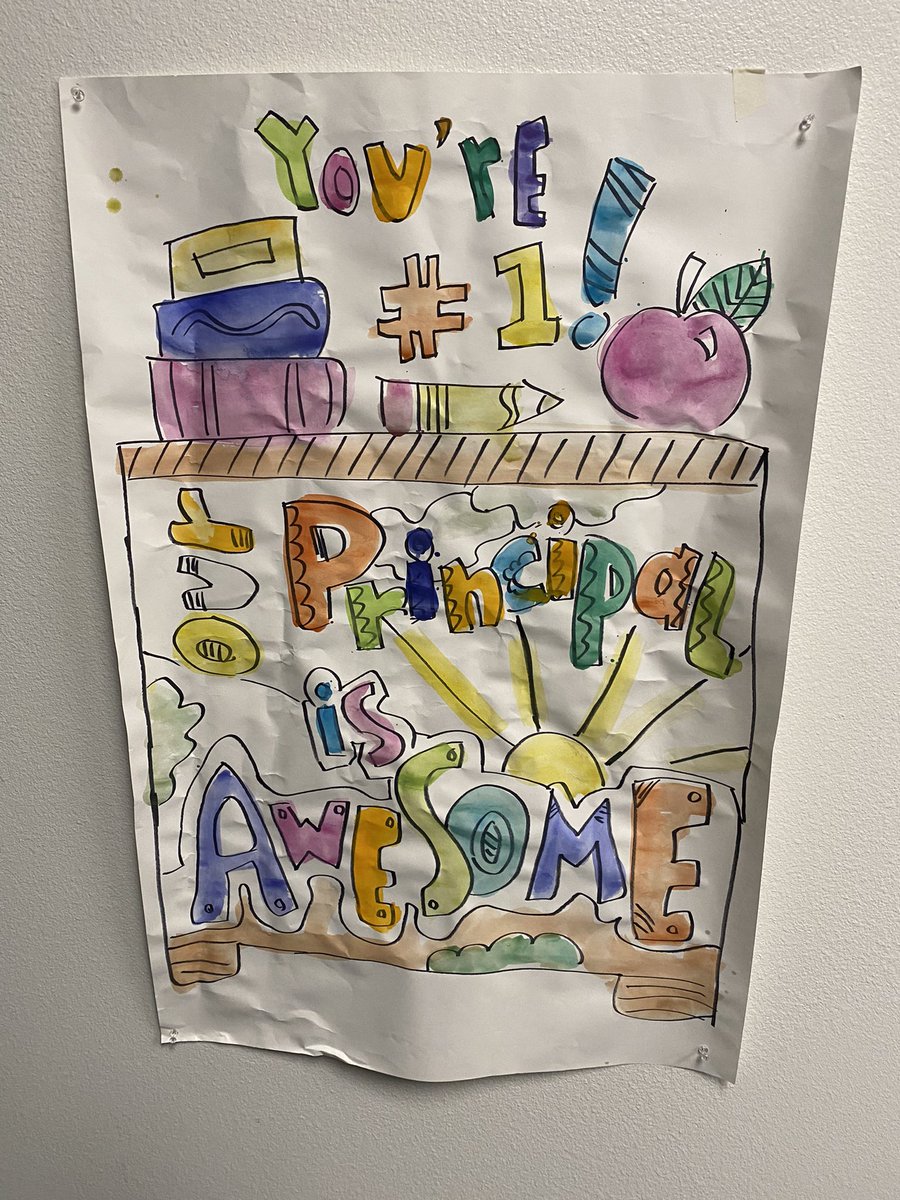 Walked into my office yesterday to find this hanging up! Our Art kids created this for me 💙💙
