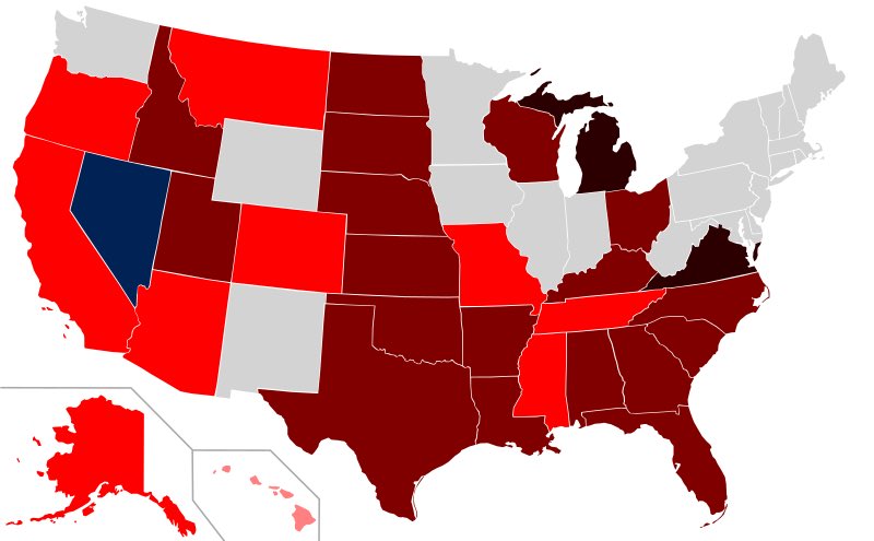 Nevada is the first and only state to repeal a constitutional ban on same sex marriage. It's also the first and only state to constitutionally protect same-sex marriage. (h/t <a href="/dataandpolitics/">bye</a>)
