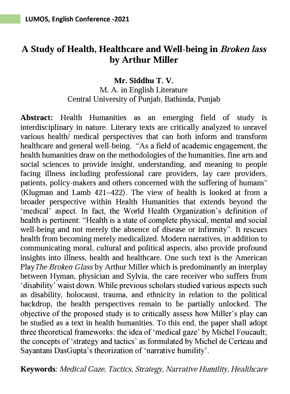 Thanks to the Department of English at St. Claret College, Bangalore for publishing the article! 
@Sayantani16's ideas are highly pertinent in the field. #medicalhumanities #medhum #healthhumanities #health