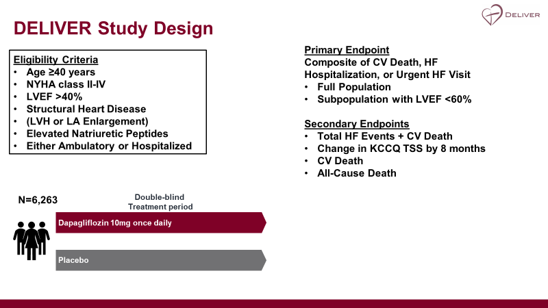 🚨 #DELIVER, the largest trial of #HFpEF &amp; #HFmrEF (n=6,263), has met its primary endpoint (CV death + worsening HF) extending #SGLT2i dapagliflozin benefits to the full spectrum of patients with HF. 

Stay tuned for full data presentation! <a href="/scottdsolomon/">scottdavidsolomon</a>

astrazeneca.com/content/astraz…