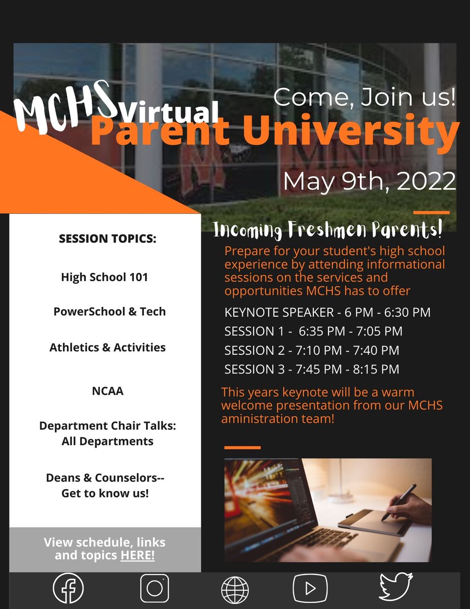 Prospective Freshman parents come to this virtual event to hear about MCHS.