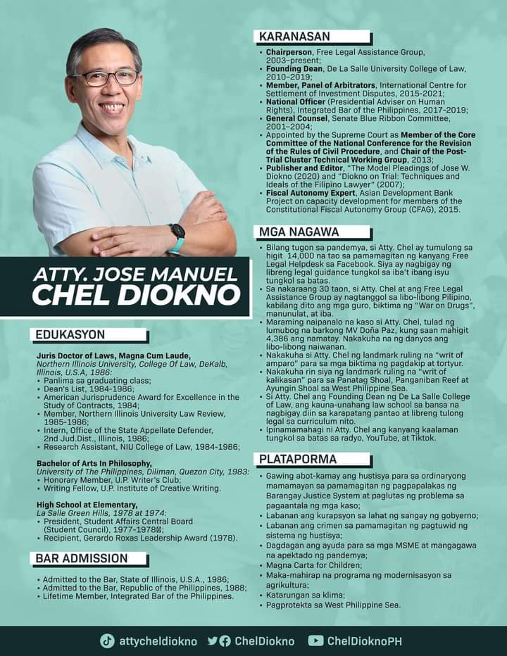 salonga_adrian's tweet photo. Hindi tayo same ng presidential candidate pero sana for senate wag natin kalimutan si Atty. @ChelDiokno VOTE HIM GUYS!! KAHIT YAN NALANG ❤️ https://t.co/ubvkQnKQUi
