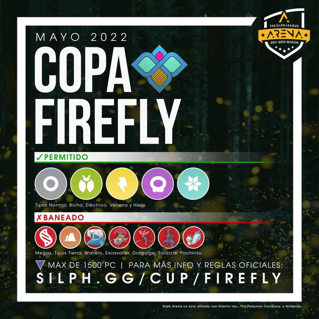 PokeArenaOte's tweet image. COPA LUCIÉRNAGA | POKEARENA ORIENTE Y TEAM KROOKODILE

Domingo 8 de Mayo a las 3:30 pm

Premió: trajeta de Google play de $100 pesos

Ubi:Plaza de la identidad Ignacio Zaragoza 20, Predio el Molino, Cabecera Municipal 56334 Chimalhuacán

Página del torneo silph.gg/t/ahp2/copa-fi…