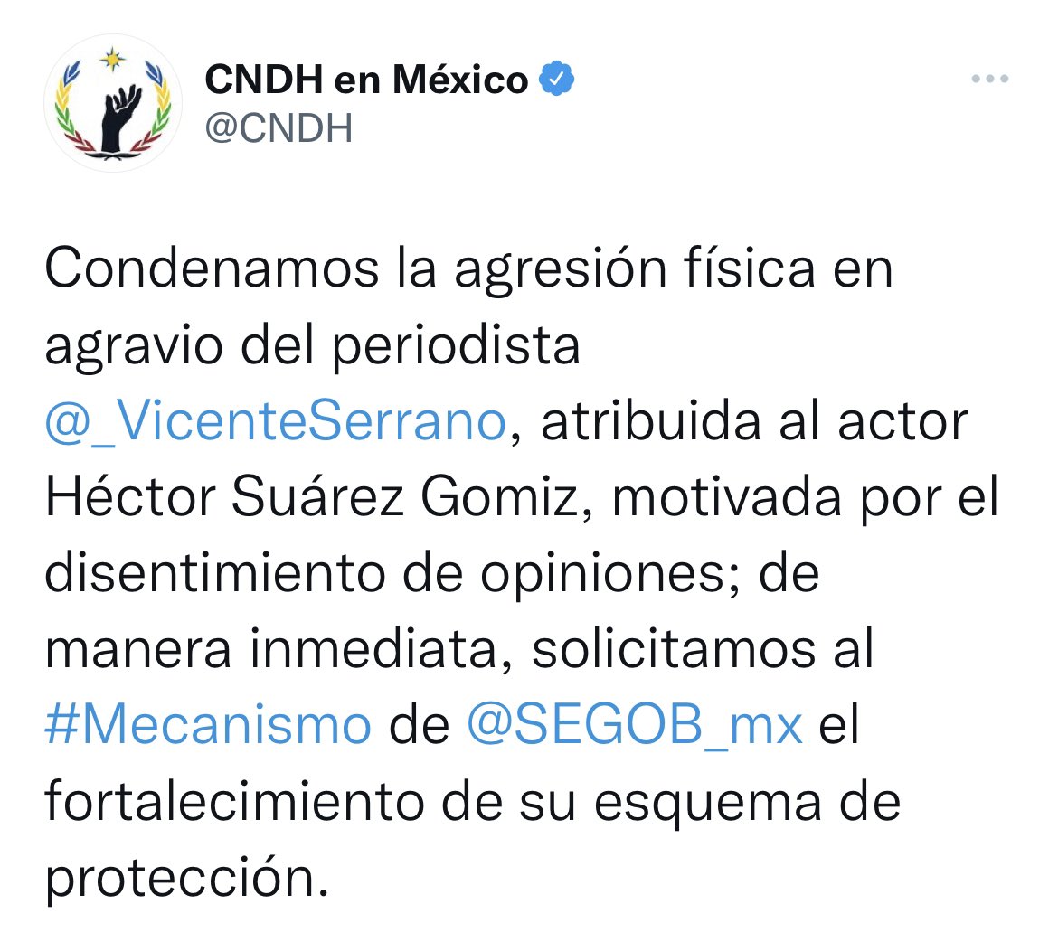 MILAGRO
Apareció la <a href="/CNDH/">CNDH en México</a> muy indignada por la “agresión” que sufrió Vicente Serrano.
Le valieron madre los niños con cáncer sin medicamento.
Le valieron madre las víctimas del metro.
Le valieron madre los periodistas asesinados.