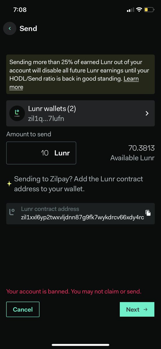 farhanp61's tweet photo. @LunrToken Banned.. https://t.co/NGHv25HGR7