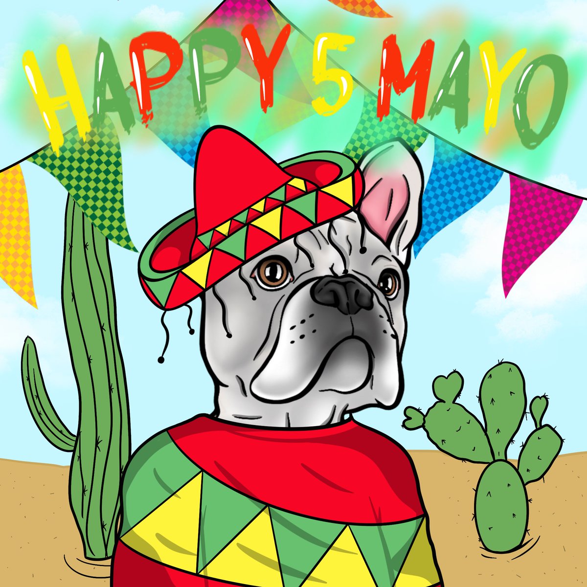 Happy Cinco De Mayo! 

Enjoy your day and let’s keep this family growing. 

#NFT #CincoDeMayo #Bulldogs 

Shoutout to <a href="/Bubbles__Queen/">Bubble Queen</a> for the incredible art, as always.