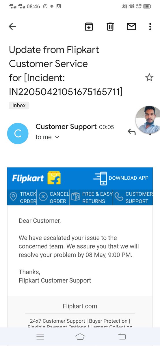 gaura190's tweet photo. @flipkartsupport @Flipkart @jagograhakjago @ekartlogistics 
Filpkart waste 3rd class services is going on. I got 2 mail which correct I don't know. Bad delivery service and customer aslo. 
Day by day issue is increasing but not solve.customer service always telling lies. https://t.co/J54VcJrkOo
