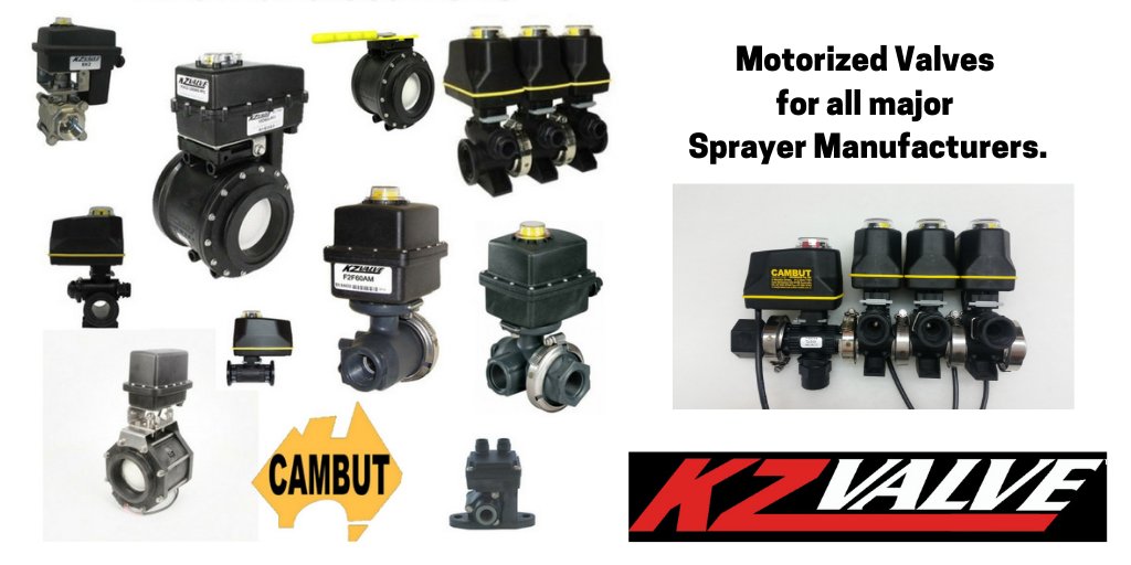 CambutAG's tweet image. KZ Valves are designed and built for prolonged actuation, Waterproof actuator housing Rated NEMA6P, CAN &amp;amp; ISOBUS Control, Custom built products. Contact us today 07 3391 8766 or info@cambut.com.au #liquidapplication #ballvalves #precisionagriculture #agtech