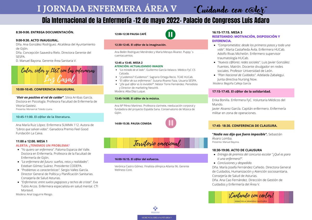anuskacao's tweet photo. Comparto el programa definitivo de la I jornada de Enfermería del Área sanitaria V. Es fruto de la generosidad y del excelente trabajo de un comité organizador único. Nos vemos pronto en #AreaV. https://t.co/vH1h8p1JwR
