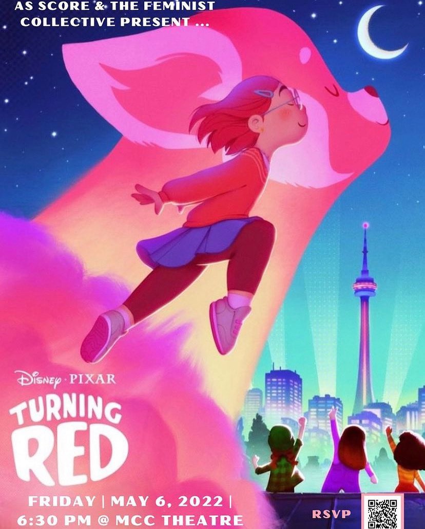 AS SCORE and The Feminist Collective will be screening Turning Red this Friday (May 6, 6:30PM) at the MCC Theatre!

The event is free! We will also be providing snacks and drinks at the end of the movie 🥤🍿🎬

RSVP for the event using the QR code or the link in our bio ^—^