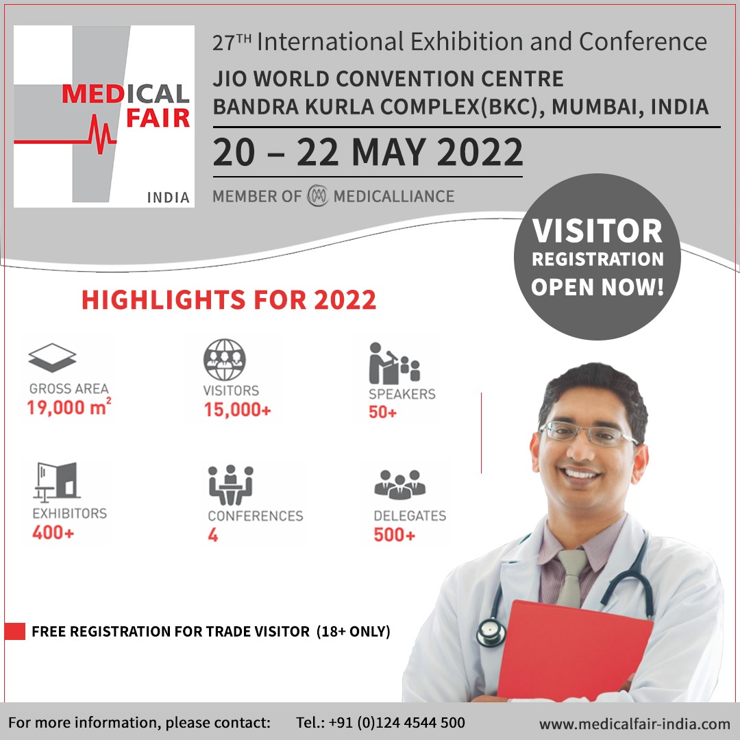 Experience India's No.1 medical trade fair 2022 in Jio World Convention Center, Bandra Kurla Complex (BKC) Mumbai.  The registration is free for all the trade visitors (18+ only)

#Medicalfairindia #medicalfairindia2022 #medicalconferences #healthcareconference #Healthcare