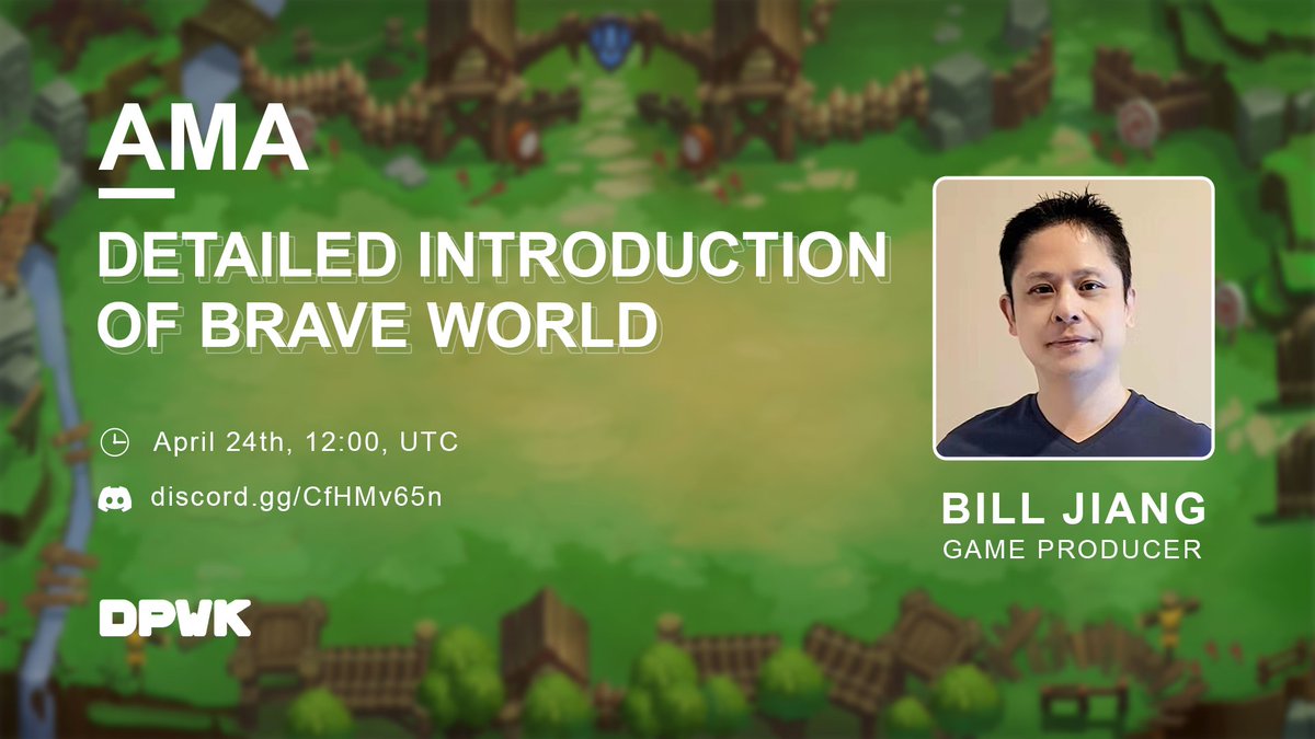 DPWK_kreatties's tweet photo. 🥳We will have #AMA on April 24th, 12:00, UTC

🎉Host: Bill Jiang

👉Join: https://t.co/gtlSI46Ysn

📢Like, RT &amp; Comment your questions

🌟10 Twitter comments and 5 live questions will be given total 15 whitelists for blind boxes

💥Let's know more details about #BraveWorld https://t.co/wMgbr64beN