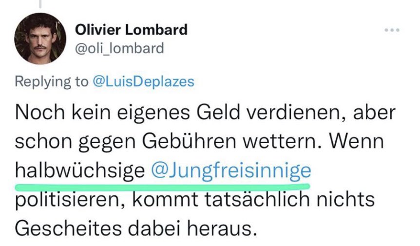 filmgesetznein's tweet photo. Krass, wie beleidigend die #Filmlobby unterwegs ist. Und diesen @oli_lombard gibts nicht einmal. Er ist fake. Wir vermuten, dahinter versteckt sich @joel_jent oder @filmgesetzja. Unterirdisches Niveau seitens der Ja-Kampagne. Deshalb umso mehr: Nein zum #Filmgesetz am 15. Mai! https://t.co/LglieAeACP