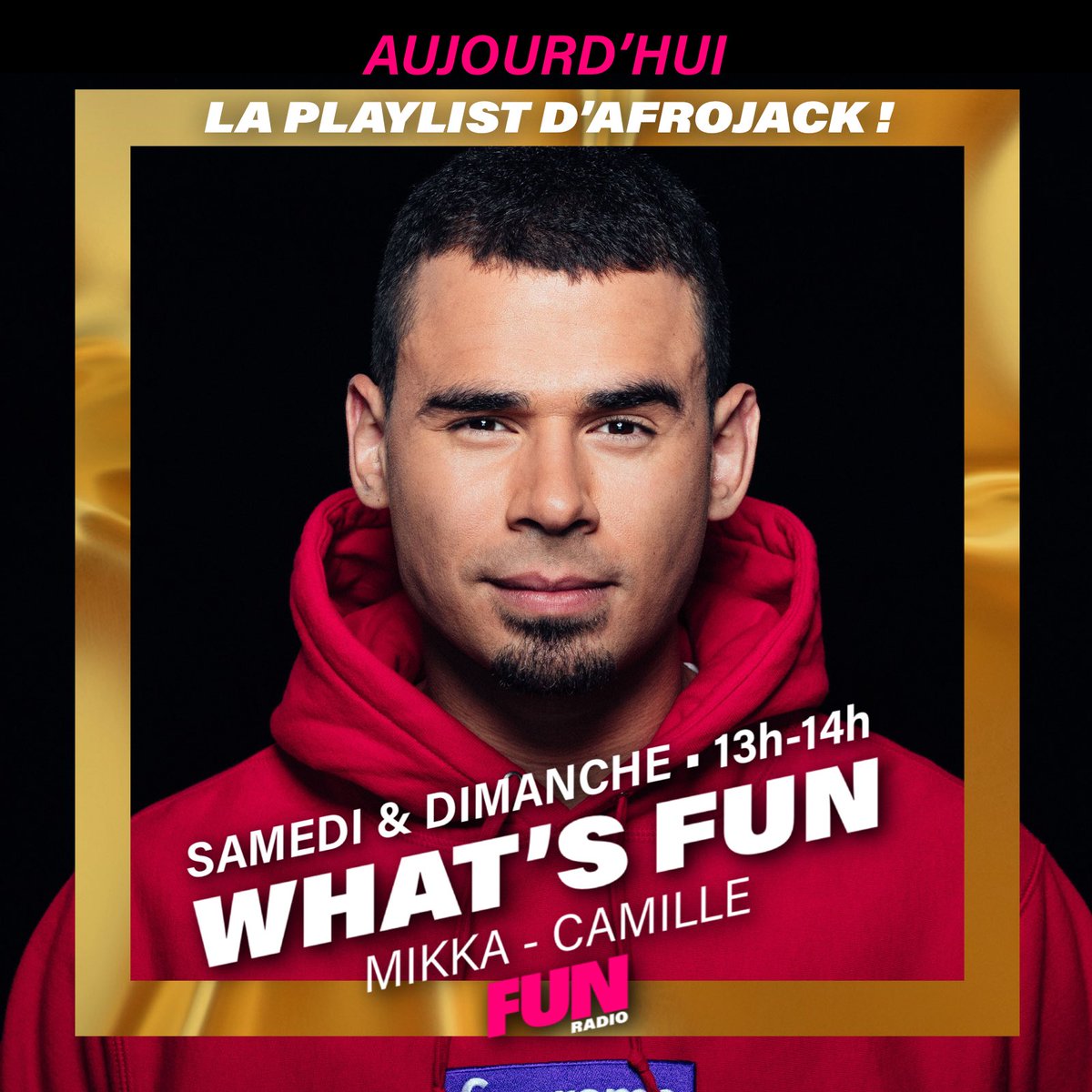 funradio_fr's tweet photo. 🎶🔥 Aujourd’hui, @afrojack fait sa playlist sur FUN RADIO !
👉 WHAT’S FUN c’est tous les samedis & dimanches à partir de 13h avec @CamilleCerfOff & @MikkaRocchia sur FUN RADIO ! #FunRadio #WhatsFun https://t.co/6OKUxNLQUE