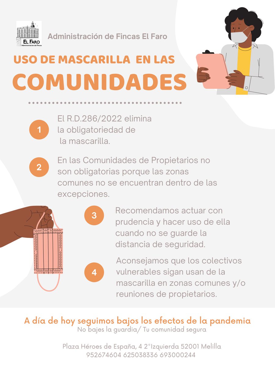 Recomendaciones
#AAFF #AFColegiado #AdministradordeFincas #AdministracióndeFincas #ComunidaddePropietarios #LPH
#edificios #vecinosinformados
#NosImportaTuVivienda.
#Seguros #SegurosdeComunidades
#Administradores  #colegiados #Melilla #consejoscomunidades