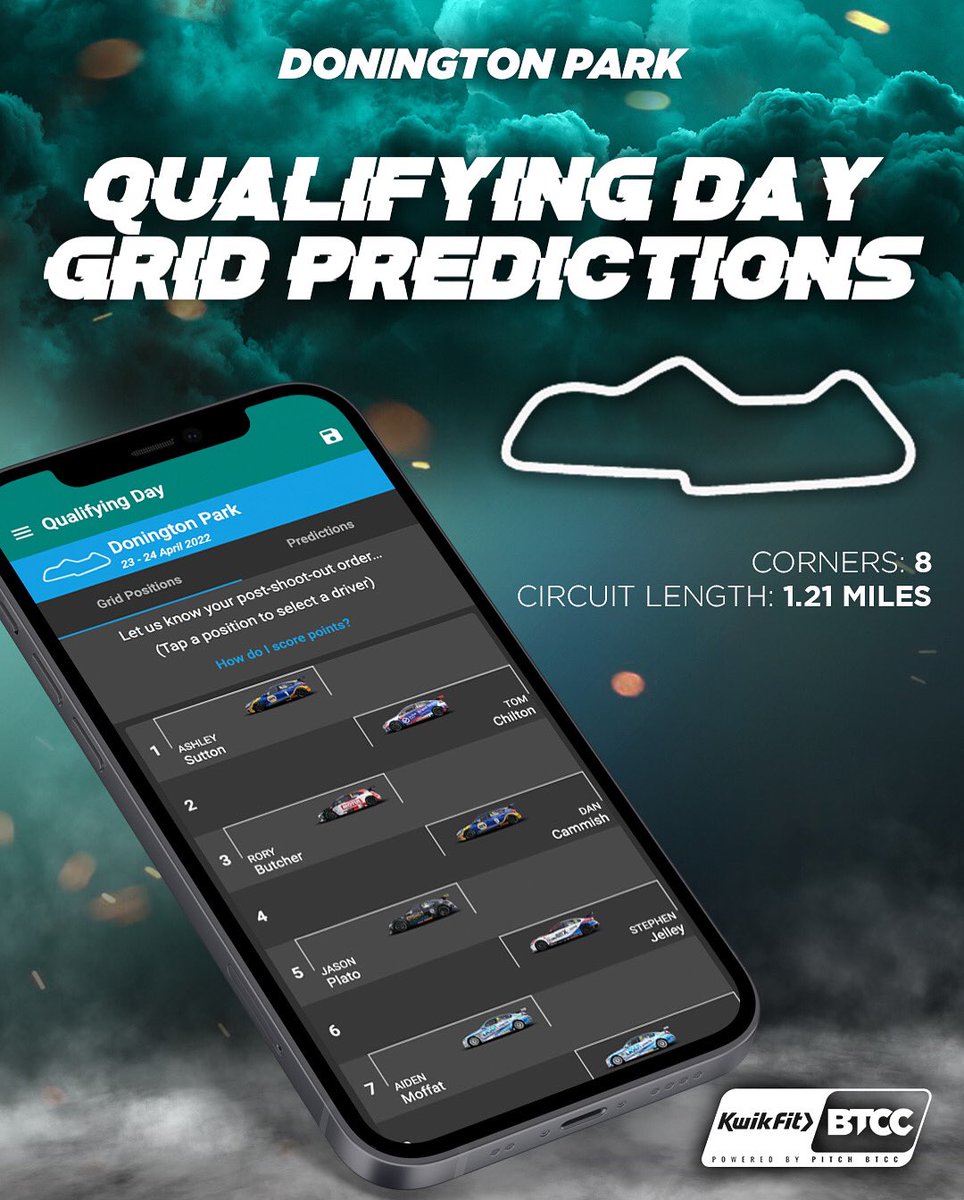 pitchbtcc's tweet photo. It’s Qualifying Day 🏁
P1 - 09:35
P2 - 12:15
Q - 15:30
Download the @btcc App and tell us your Qualifying Grid Predictions 📲
Take a screenshot too and share them with us 🙌🏼
#btcc #btccisback https://t.co/AvE1o0k18T