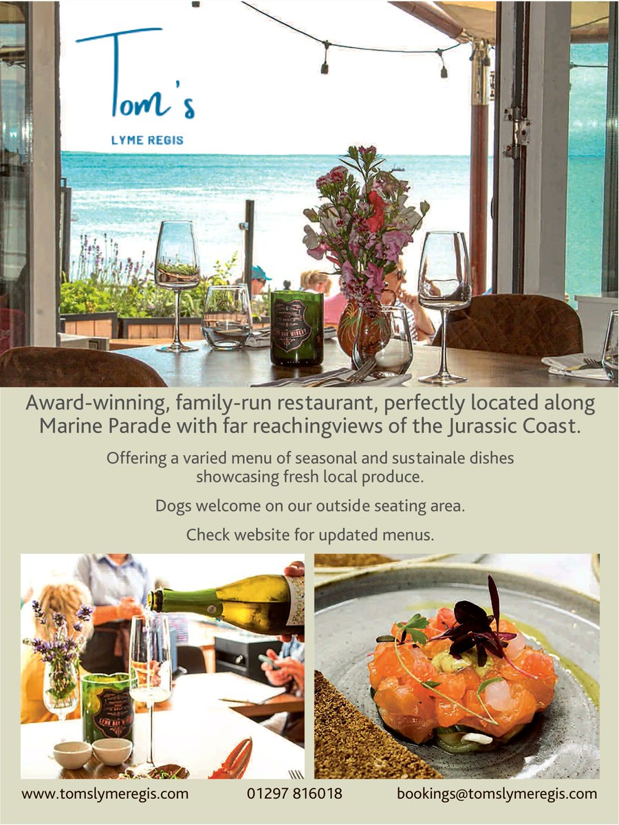 LymeLifeMag's tweet photo. Open for just a year and a half, seafront restaurant Tom’s has already received an AA Rosette! 

It’s just one of the great local businesses featured in the Eating Out section of the new Lyme Life Magazine! 

Pick up your free copy or read online at https://t.co/1Fz5MRoHiB https://t.co/7vVrUsDuy5