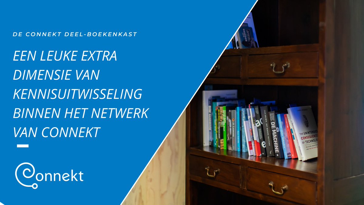 Vast onderdeel van ons interieur is de Connekt deel-boekenkast. Neem tijdens je bezoek aan Connekt eens een kijkje in de boekenkast om er een boek uit mee te nemen en/of in te plaatsen. Van inspirerende roman tot inhoudelijk visieboek. #wereldboekendag