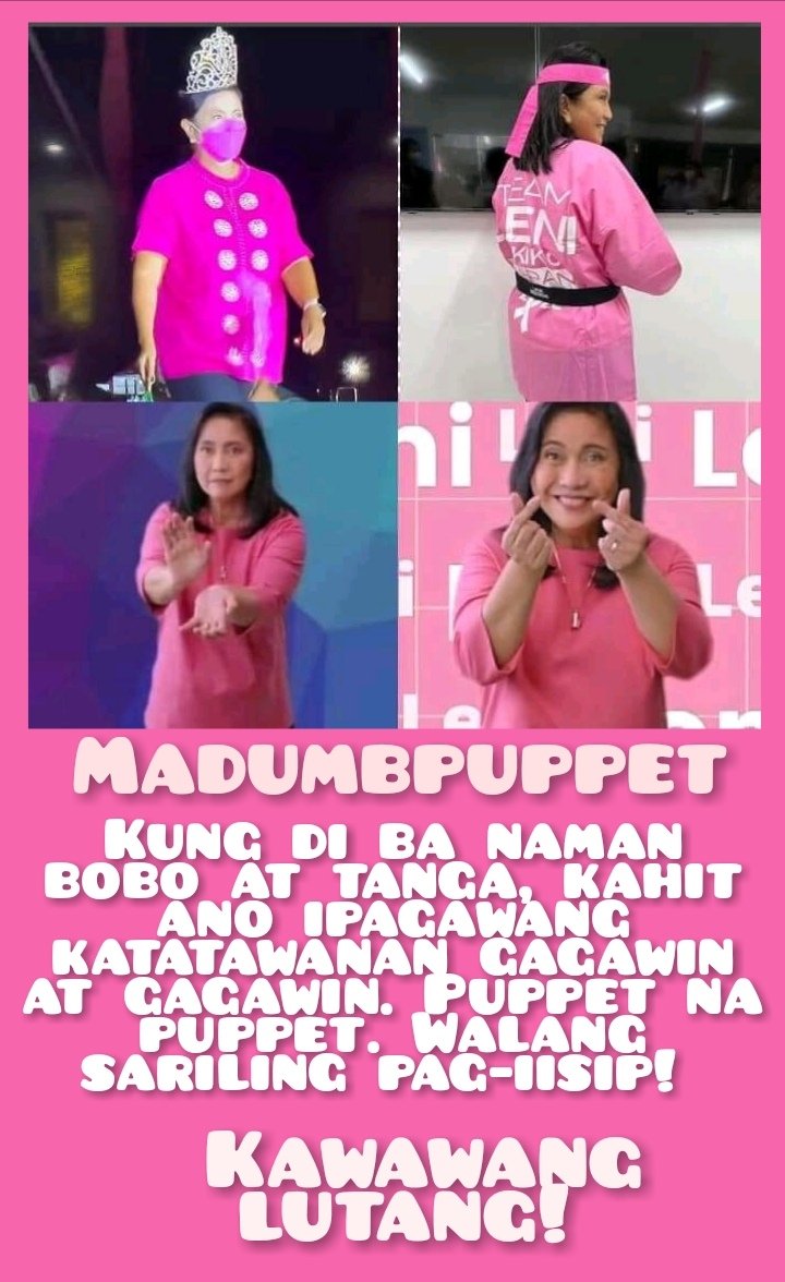 BigRedNoodLe's tweet image. Look at what the #Kakampwets #Kakampinks #Pinklawanshits #Dilawanshits #Robredogs are doing to their #Madumb na #Lutang ina.. Kahit katawa-tawa na at mukha ng t.a.n.g.a go pa ren, cge naman ang boba, yan ang presidente ng dilawang pink!