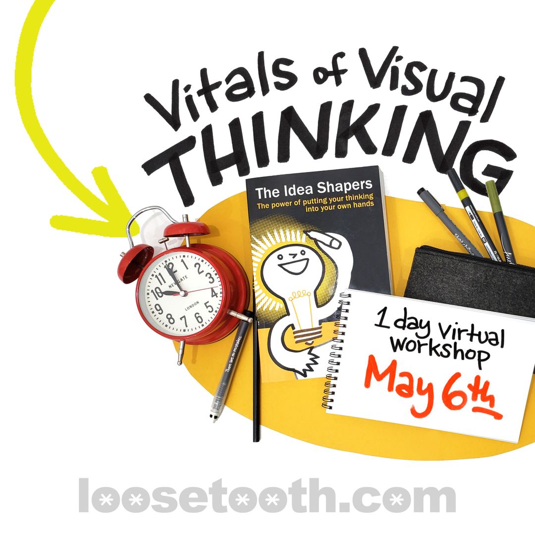 Want to learn #visualthinking? Short on time? Enjoy doing fast + deep on a topic?
Then my one-day intensive is for YOU.
I design Vitals of Visual THINKING to take your #visualpractice far in 6 hours. ⏩

📅 Join me May 6th for our next virtual workshop.