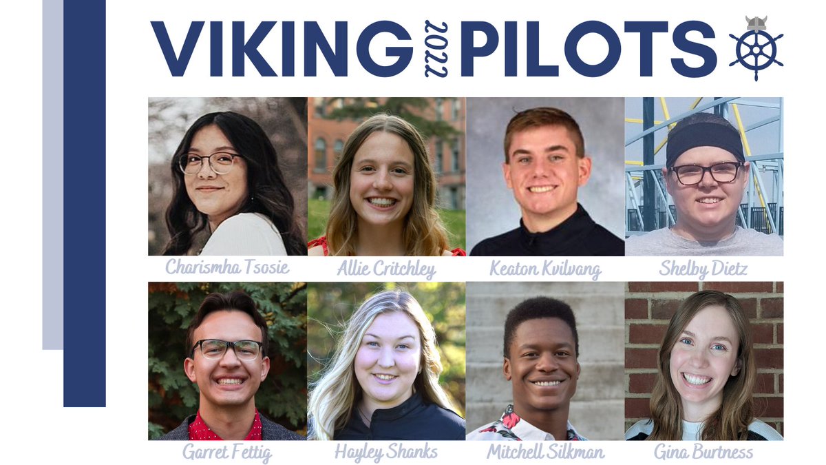 vcsu_ss's tweet photo. ⚓ It's your 2022 VIKING PILOT winners!

🙌 Eight recipients, both juniors and seniors, received the award this year.

🙏 Thank you to the #2022VikingPilots and all those nominated for reminding campus that #WeAllRow! https://t.co/hZL3CFoWQF