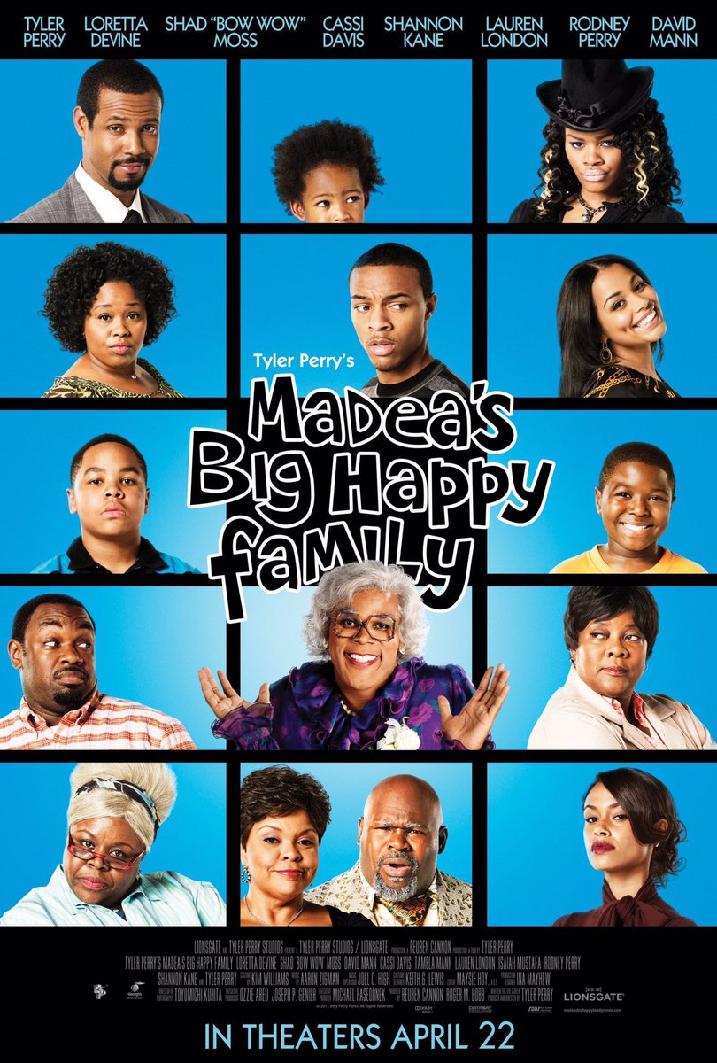 FilmNewsNos's tweet photo. 🎬MOVIE HISTORY: 11 years ago today, April 22, 2011, the movie ‘Madea’s Big Happy Family’ opened in theaters!
@tylerperry @lodivadevine #ShadMoss #TamelaMann #CassiDavis #LaurenLondon #ShannonKane #IsaiahMustafa #NatalieDesselleReid #RodneyPerry #DavidMann @TEYANATAYLOR https://t.co/5ewUyJMGAb