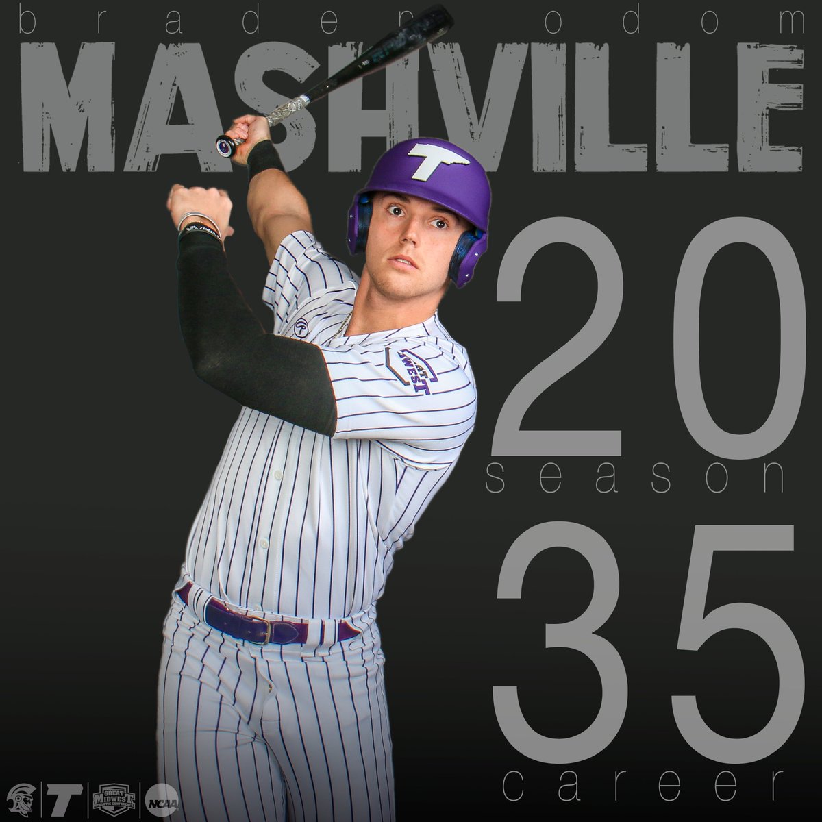 <a href="/TREVECCA/">Trevecca Nazarene University</a> NCAA ERA HR KING
Braden Odom is new <a href="/TNUBaseball/">Trevecca Baseball</a> <a href="/NCAADII/">NCAA Division II</a> Era HR King w/ 20 HR this year &amp; 35 career.
He broke Hunter Newman's career mark (32) &amp; season record (18).
The all-time (NAIA/NCAA) season mark is 21 (Mario Campos/'01) - Career 49 (Roger Brown).
#MASHVILLE