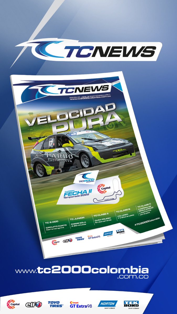 tc2000colombia's tweet photo. Los invitamos a leer la presente edición de nuestro periódico TC News en el siguiente link. https://t.co/SsBCeRxuF3 La versión impresa y gratuita, este domingo en el Autódromo de Tocancipá. @Manoloripe https://t.co/l62cBeuiZY