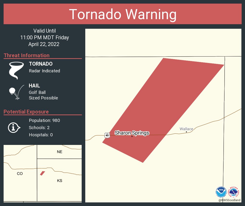 NWS Tornado on Twitter "Tornado Warning including Sharon Springs KS