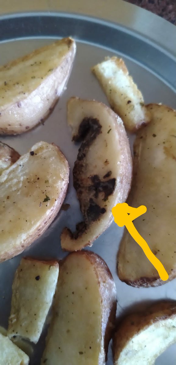 Banerji_S's tweet photo. @McCainFoodsInd @fssaiindia unacceptable product quality, how does a potato wedge made from a spoilt potato reach the customer? FSSC22000 not applicable to your facilities? Images attached for your reference. https://t.co/F8OmkyXR00
