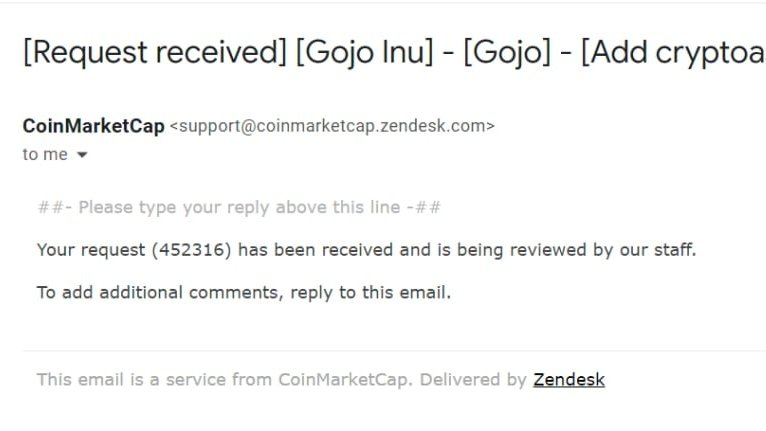 Dear <a href="/CoinMarketCap/">CoinMarketCap</a>, we have submitted to add cryptoasset. We would like to register [gojoinu.bsc@gmail.com] and [ceo@gojoinu.finance] to manage Gojo Inu’s self-reporting dashboard on CoinMarketCap.