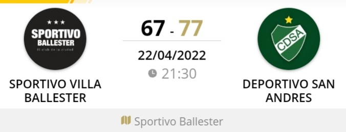 #PrimeraDivision
Febamba Zona Norte - Fase 1
Fecha 3 (Visita)

Sp. Ballester 67 - San Andrés  77

#VamosDepor 🇳🇬